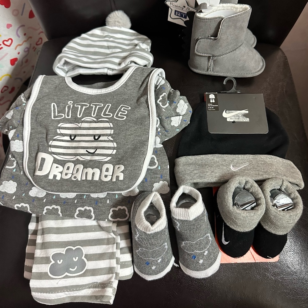 Newborn 0-3 months baby boy clothing shoes lot